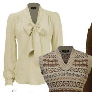 House of Foxy Bow Blouse in Antique UK Size 12